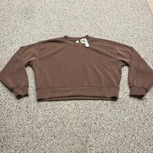 NEW Ododos Modal Soft Long Sleeve Cropped Sweatshirt S Athleisure Casual